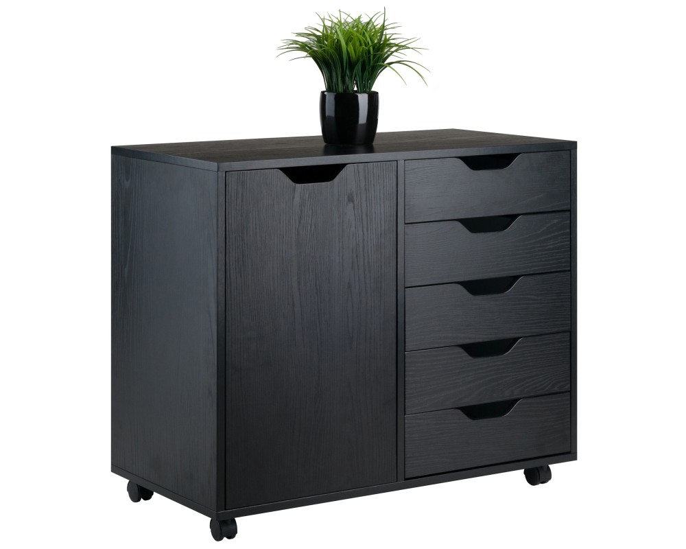 Halifax 5-Drawer, Side Storage Mobile Cabinet 20630, Black