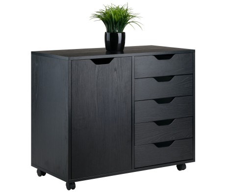 Halifax 5-Drawer, Side Storage Mobile Cabinet 20630, Black