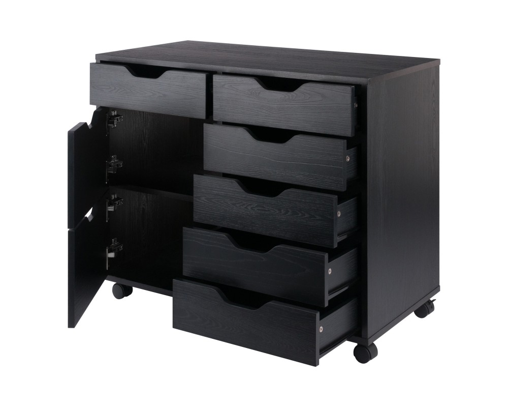 Halifax 6-Drawer Multi-Storage Mobile Cabinet, Black