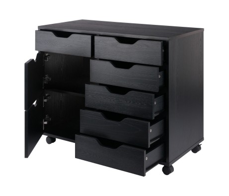 Halifax 6-Drawer Multi-Storage Mobile Cabinet, Black