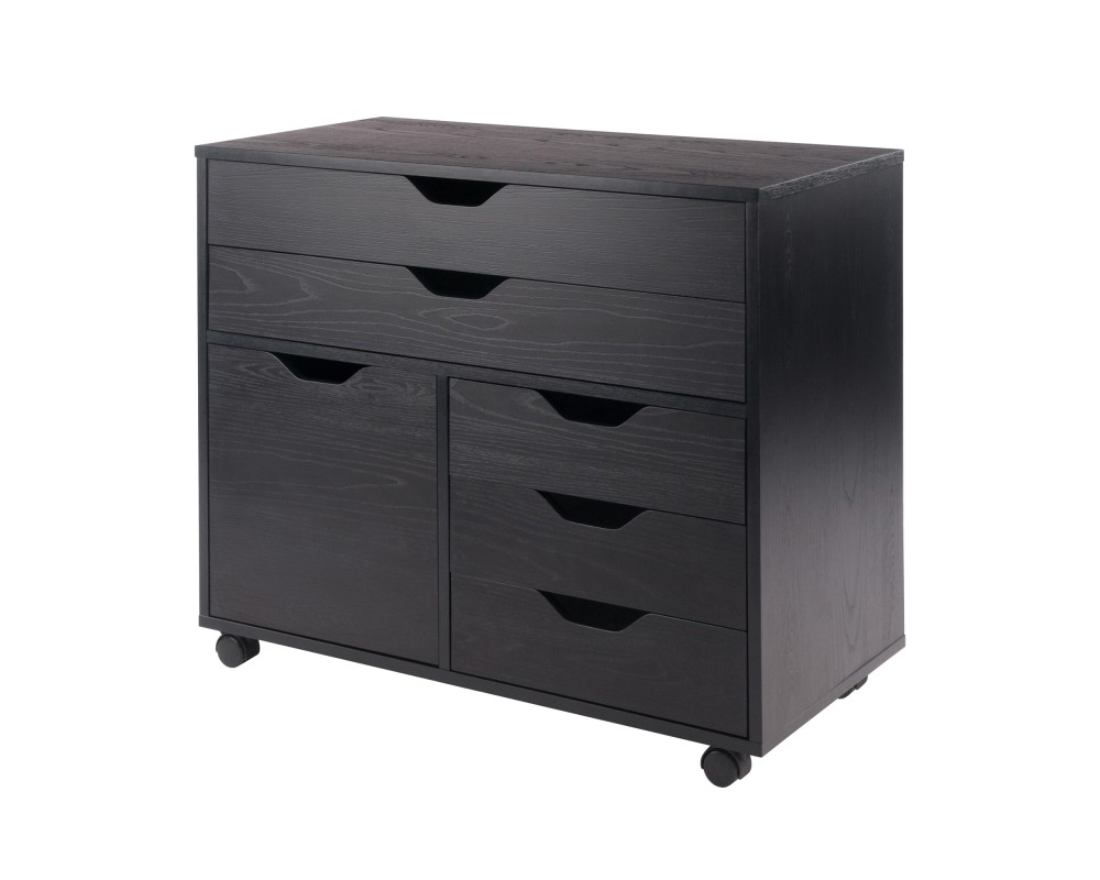 Halifax 3-Section Multi-Storage Mobile Cabinet, Black