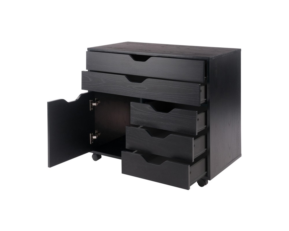 Halifax 3-Section Multi-Storage Mobile Cabinet, Black