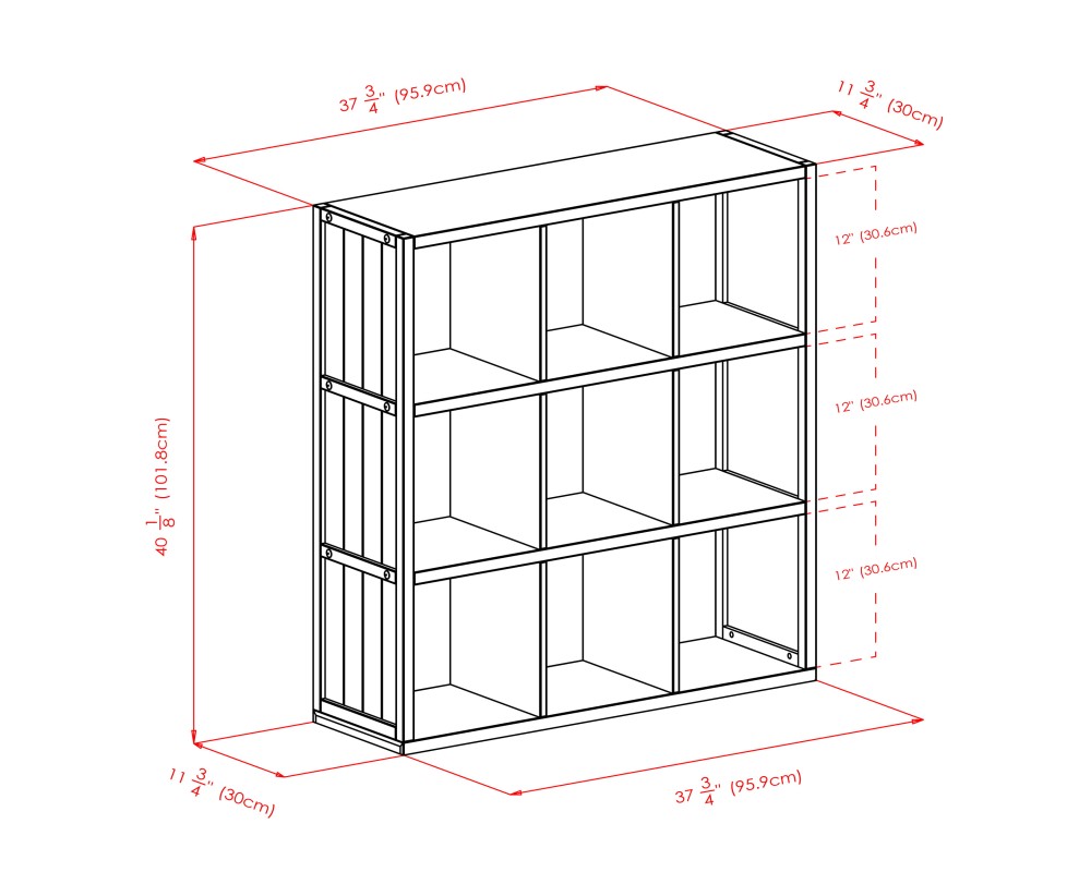 Timothy 7-Pc 3x3 Storage Shelf with 6 Foldable Fabric Baskets, Black and Chocolate