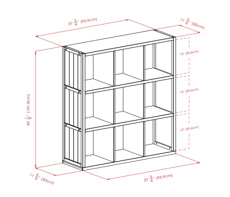 Timothy 7-Pc 3x3 Storage Shelf with 6 Foldable Fabric Baskets, Black and Chocolate