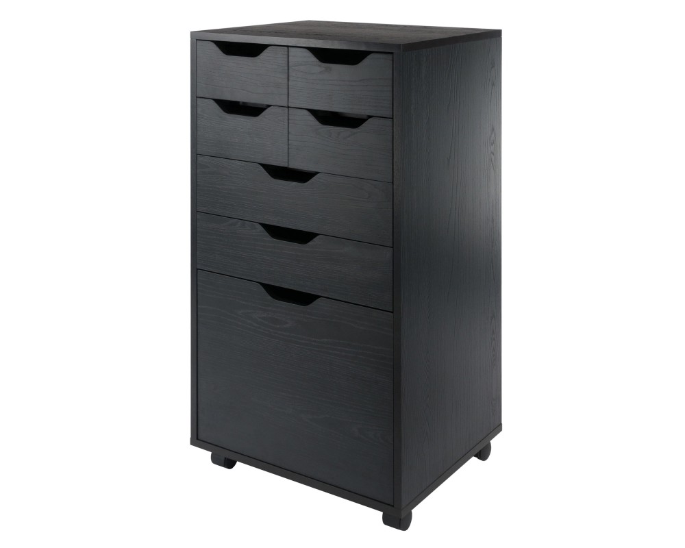 Halifax Bins & Drawers High Mobile Storage Cabinet, for Living Room, Home Office, Black
