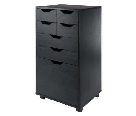 Halifax Bins & Drawers High Mobile Storage Cabinet, for Living Room, Home Office, Black