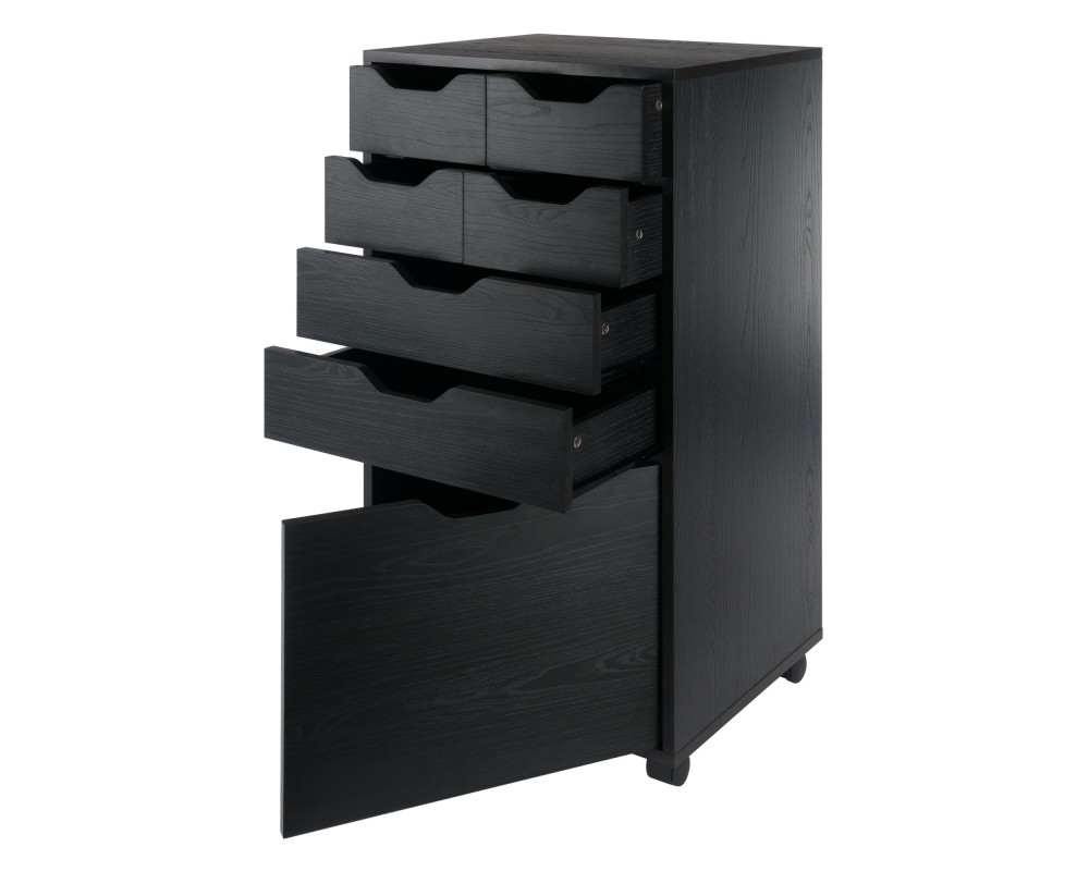 Halifax Bins & Drawers High Mobile Storage Cabinet, for Living Room, Home Office, Black