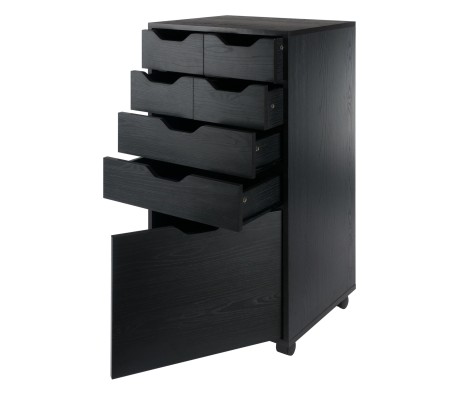 Halifax Bins & Drawers High Mobile Storage Cabinet, for Living Room, Home Office, Black