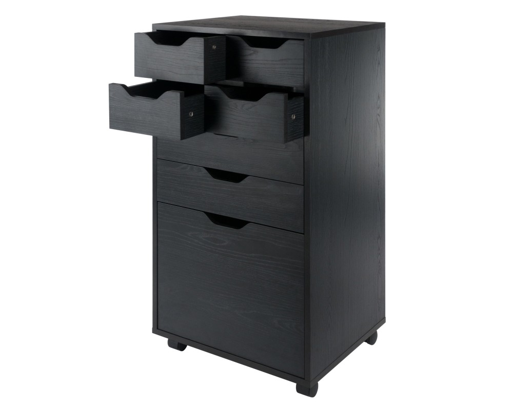 Halifax Bins & Drawers High Mobile Storage Cabinet, for Living Room, Home Office, Black