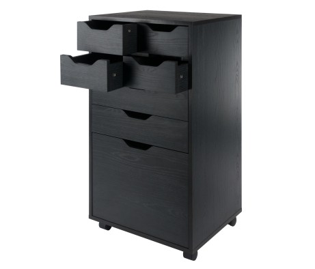 Halifax Bins & Drawers High Mobile Storage Cabinet, for Living Room, Home Office, Black