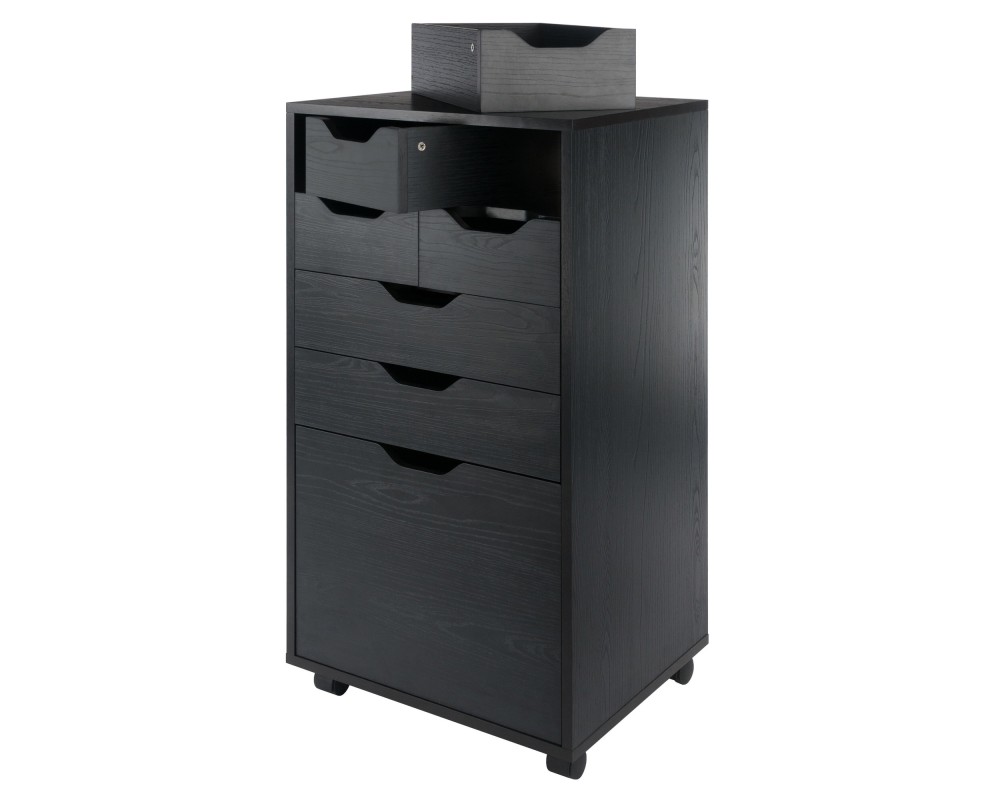 Halifax Bins & Drawers High Mobile Storage Cabinet, for Living Room, Home Office, Black