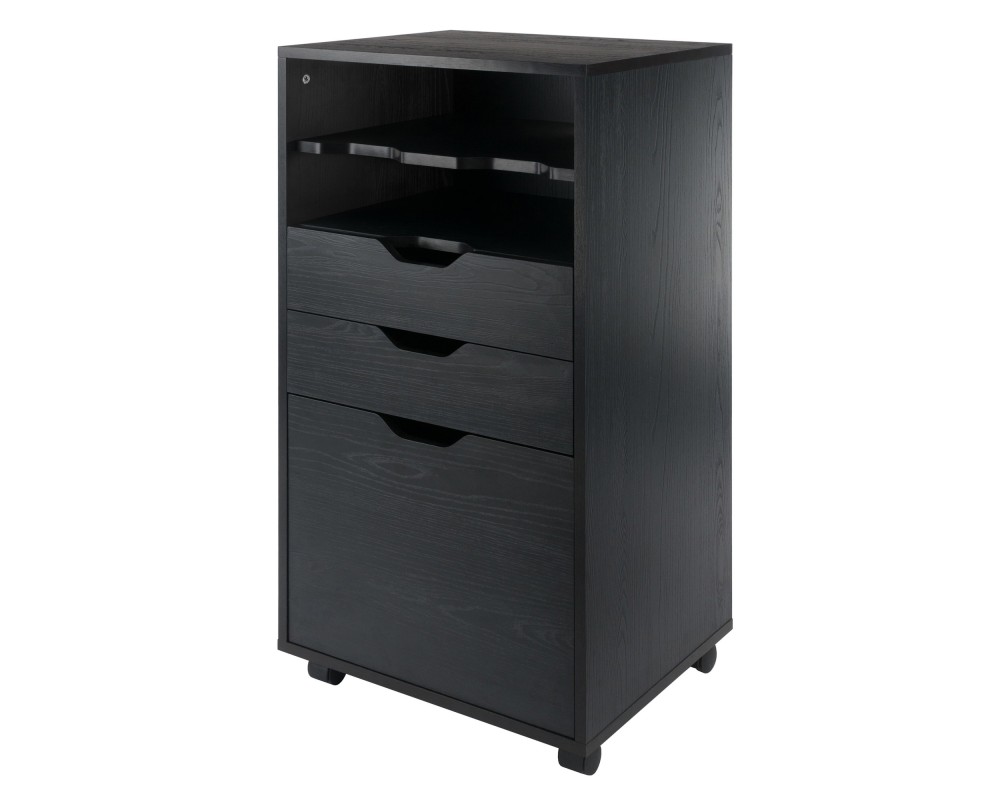 Halifax Bins & Drawers High Mobile Storage Cabinet, for Living Room, Home Office, Black