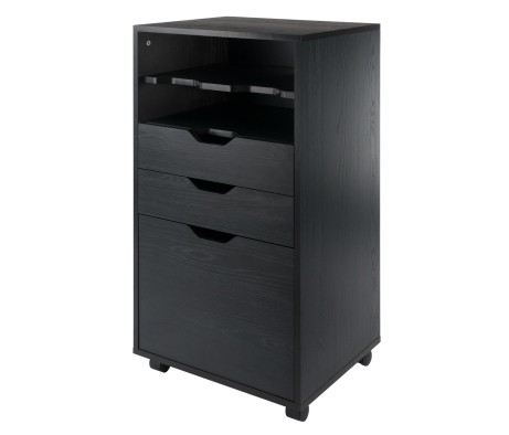 Halifax Bins & Drawers High Mobile Storage Cabinet, for Living Room, Home Office, Black