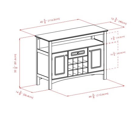 Jasper Buffet Wine Cabinet, 46' Wide, 32' High, Black
