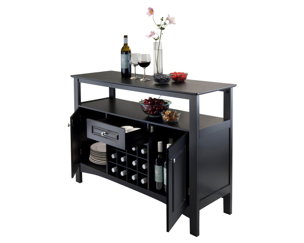Jasper Buffet Wine Cabinet, 46' Wide, 32' High, Black