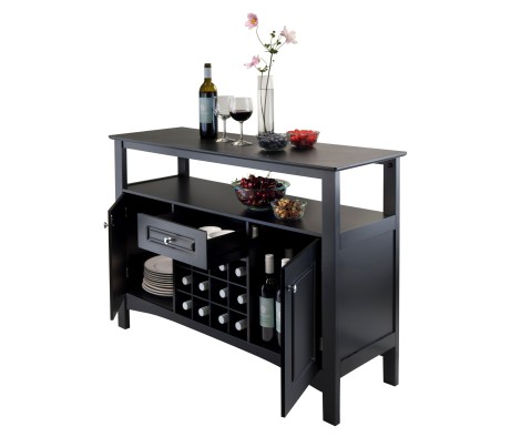 Jasper Buffet Wine Cabinet, 46' Wide, 32' High, Black