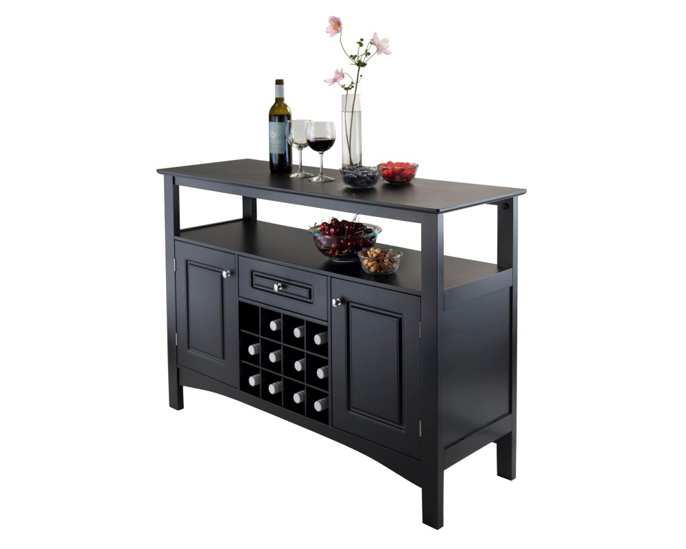 Jasper Buffet Wine Cabinet, 46' Wide, 32' High, Black