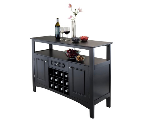 Jasper Buffet Wine Cabinet, 46' Wide, 32' High, Black