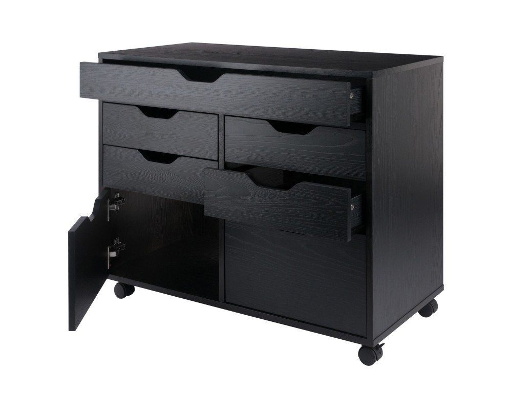 Halifax 5-Drawer Multi-Storage Mobile Cabinet, Black