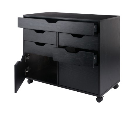 Halifax 5-Drawer Multi-Storage Mobile Cabinet, Black