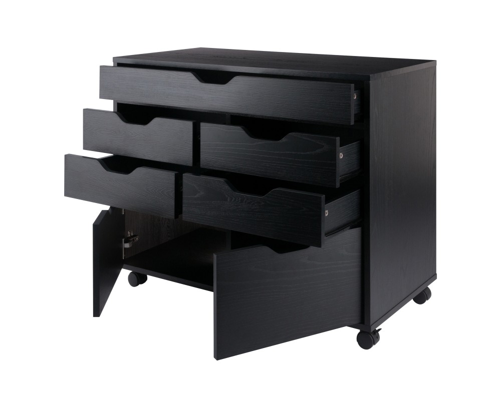 Halifax 5-Drawer Multi-Storage Mobile Cabinet, Black