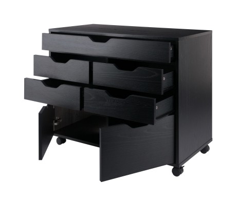 Halifax 5-Drawer Multi-Storage Mobile Cabinet, Black