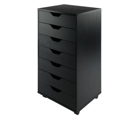 Halifax 7 Drawer High Mobile Storage Cabinet, for Living Room, Home Office, Black