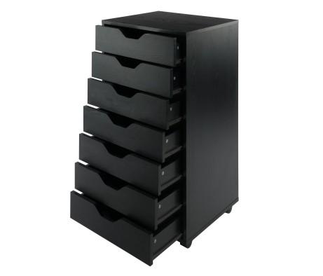 Halifax 7 Drawer High Mobile Storage Cabinet, for Living Room, Home Office, Black