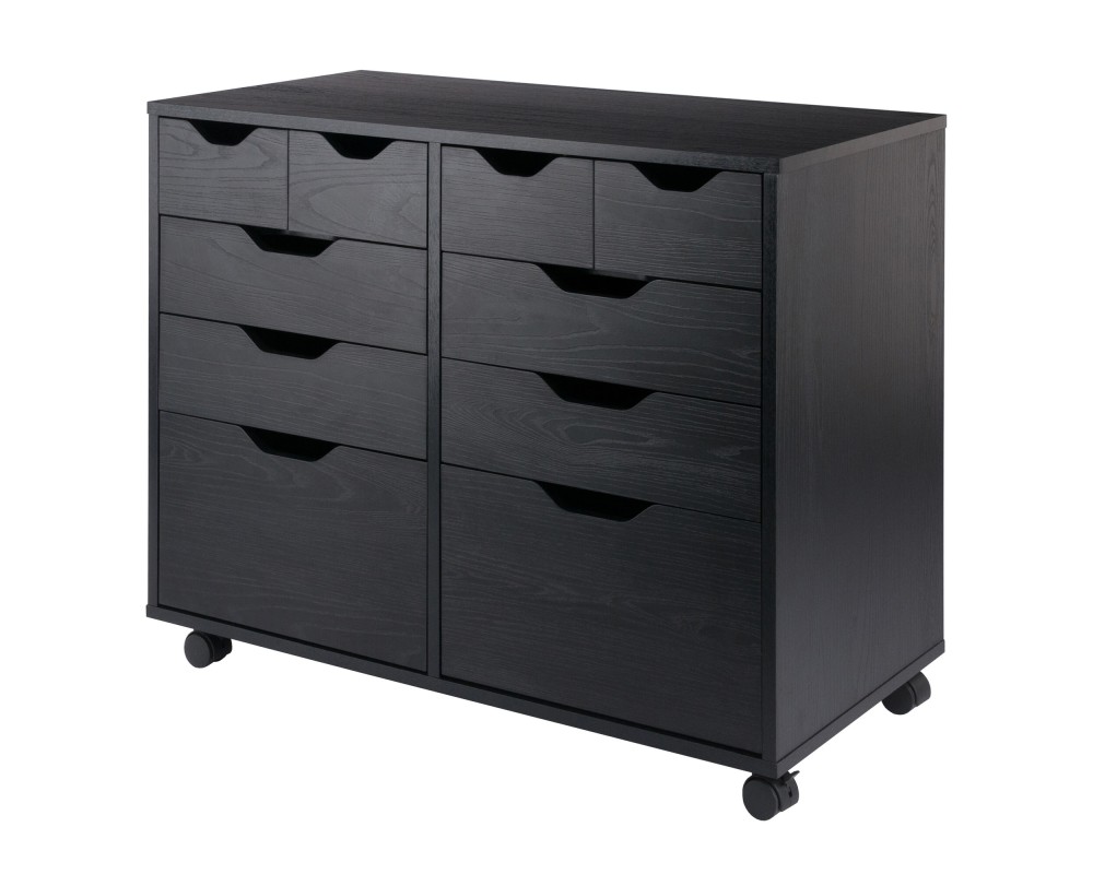 Halifax Bins & Drawers Multi-Storage Wide Mobile Cabinet, Black