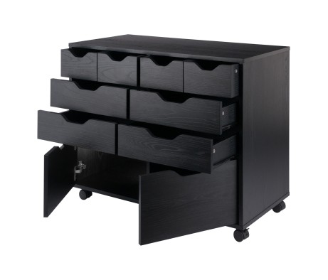Halifax Bins & Drawers Multi-Storage Wide Mobile Cabinet, Black