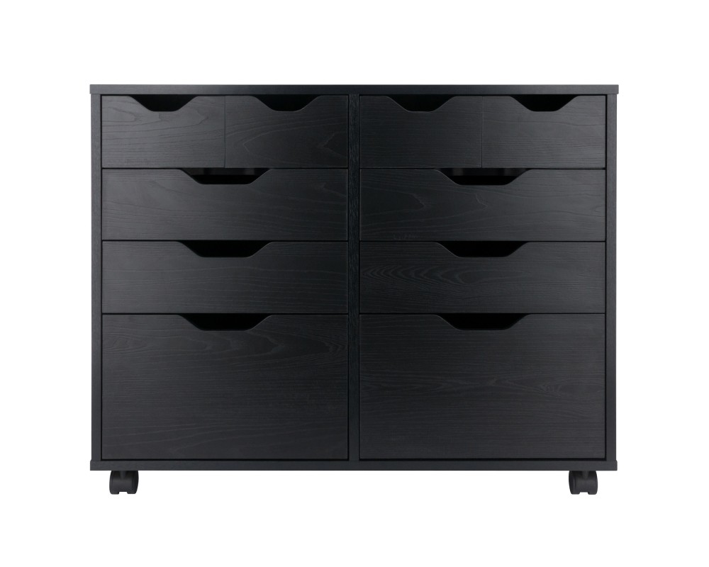 Halifax Bins & Drawers Multi-Storage Wide Mobile Cabinet, Black