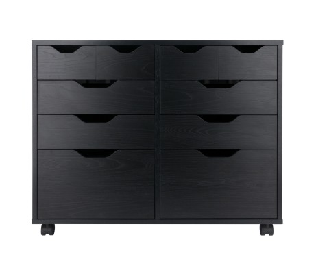 Halifax Bins & Drawers Multi-Storage Wide Mobile Cabinet, Black