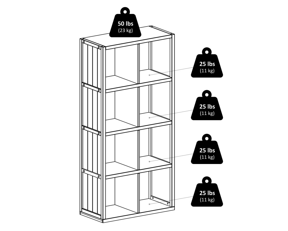 Timothy 9-Pc 4x2 Storage Shelf with 8 Foldable Fabric Baskets, Black and Chocolate