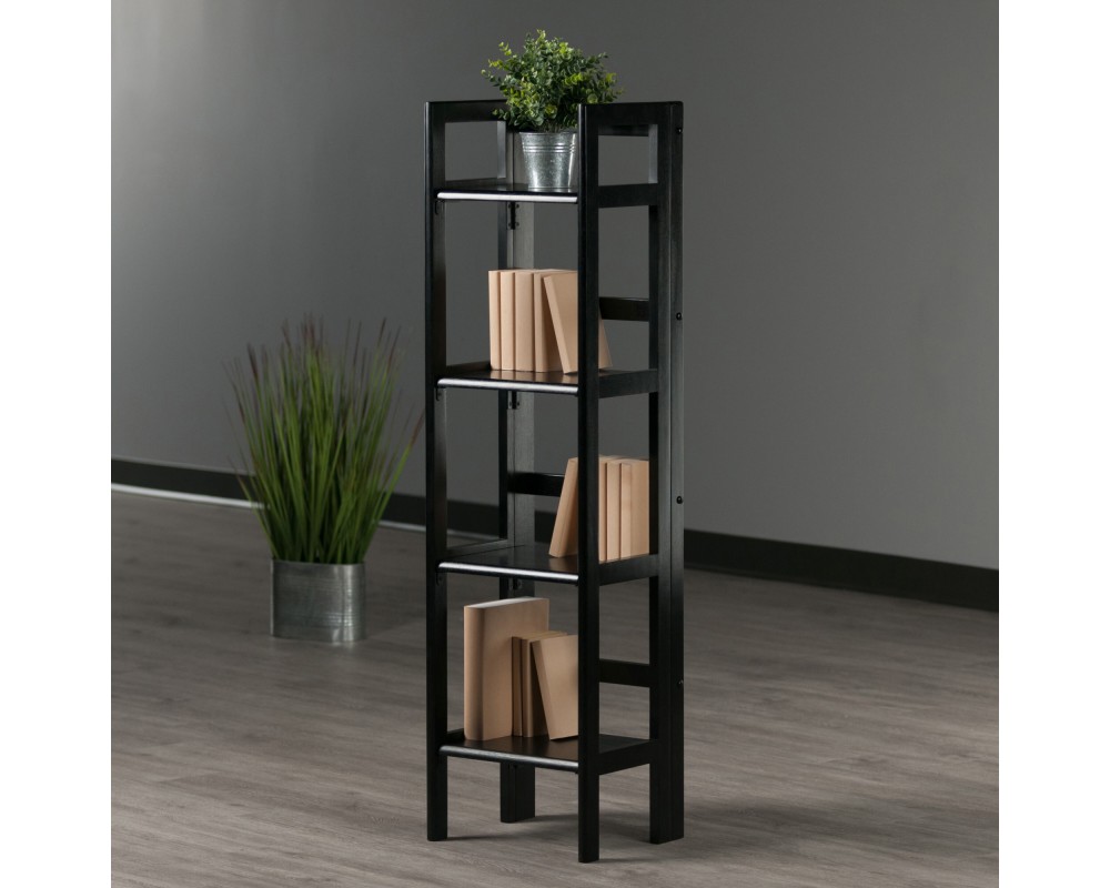 Terry 4-Tier Foldable Shelf, Narrow, Black