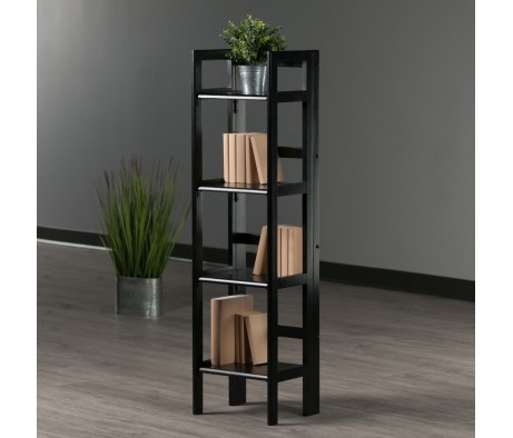 Terry 4-Tier Foldable Shelf, Narrow, Black