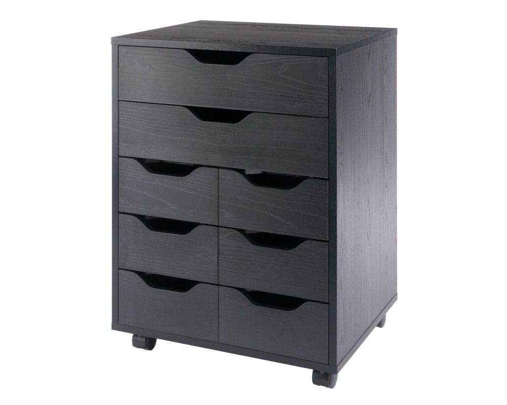 Norfolk Cabinet with 2 Drawers, 6 Bins, Black Finish