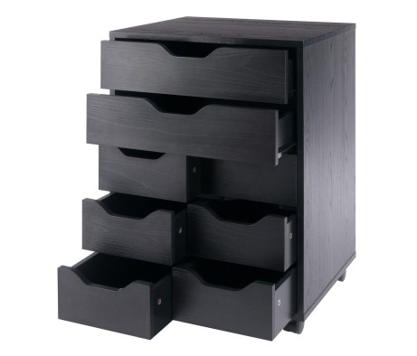 Norfolk Cabinet with 2 Drawers, 6 Bins, Black Finish