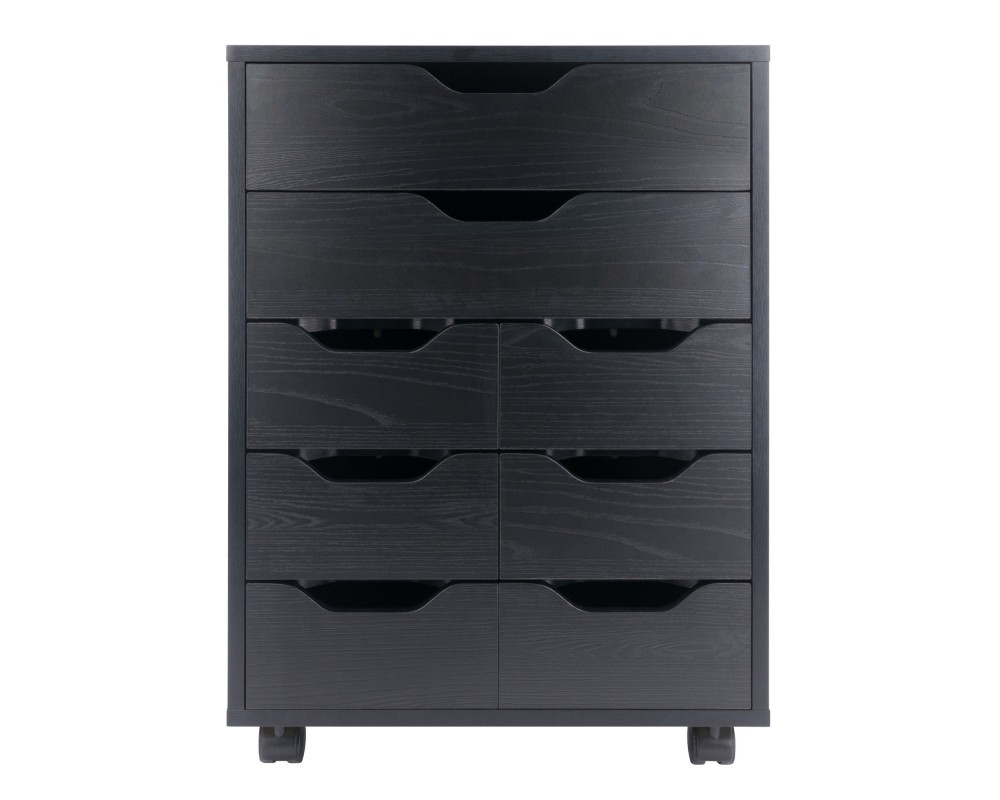 Norfolk Cabinet with 2 Drawers, 6 Bins, Black Finish