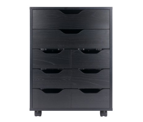 Norfolk Cabinet with 2 Drawers, 6 Bins, Black Finish