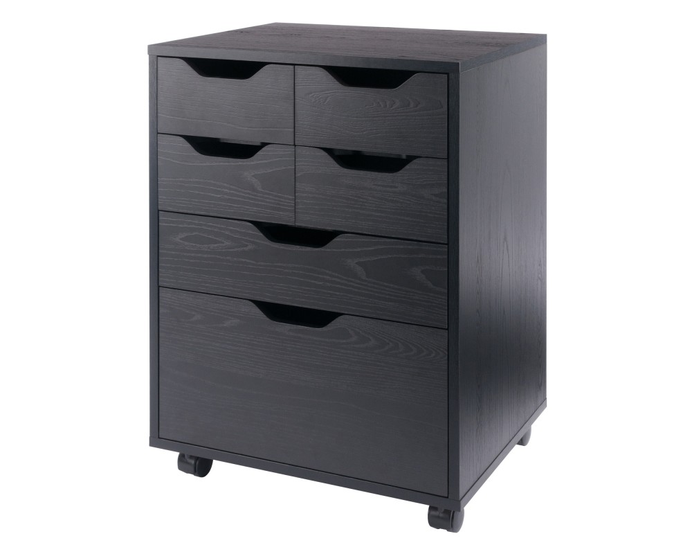 Norfolk Cabinet with 4 Bins,1 Drawer,1 Talldrawer, Black