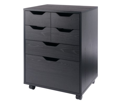 Norfolk Cabinet with 4 Bins,1 Drawer,1 Talldrawer, Black