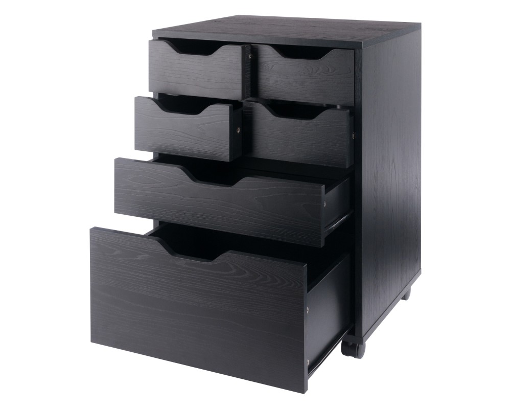 Norfolk Cabinet with 4 Bins,1 Drawer,1 Talldrawer, Black