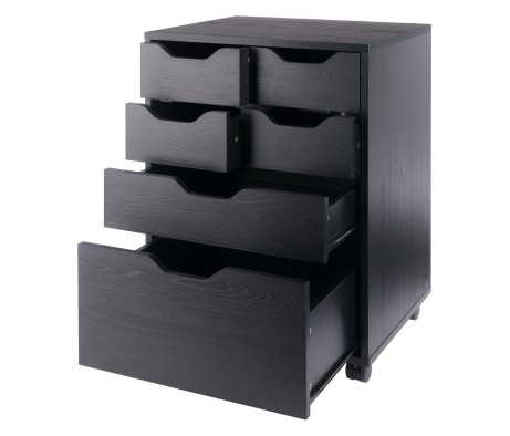 Norfolk Cabinet with 4 Bins,1 Drawer,1 Talldrawer, Black