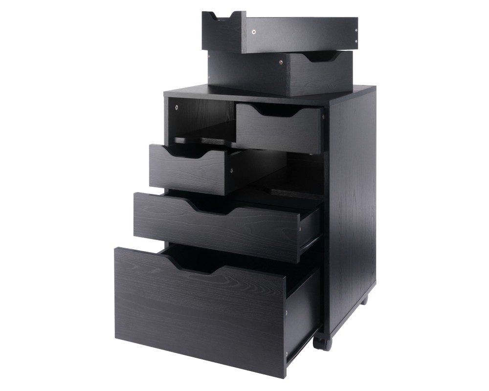 Norfolk Cabinet with 4 Bins,1 Drawer,1 Talldrawer, Black