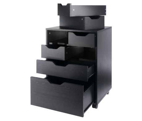 Norfolk Cabinet with 4 Bins,1 Drawer,1 Talldrawer, Black