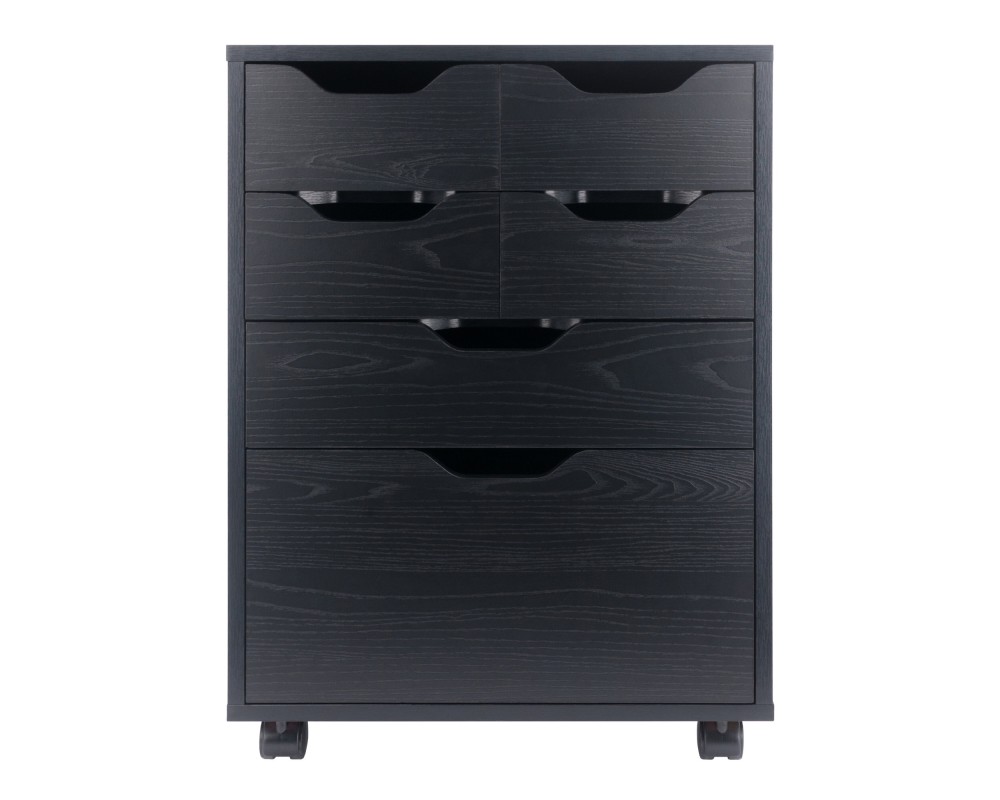 Norfolk Cabinet with 4 Bins,1 Drawer,1 Talldrawer, Black