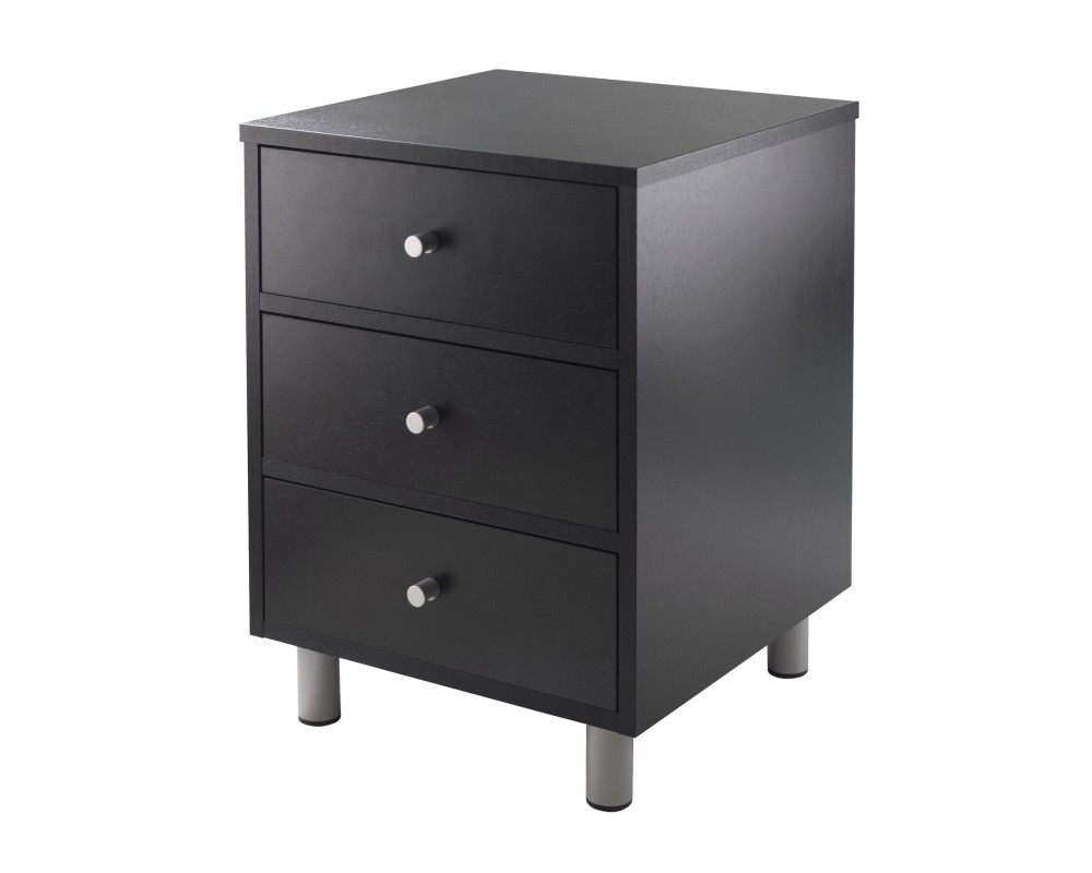 Daniel Accent Table with Drawers, 16 Wide, 22 High, Black