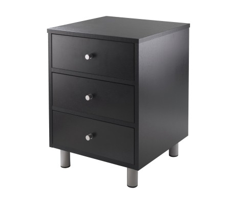 Daniel Accent Table with Drawers, 16 Wide, 22 High, Black