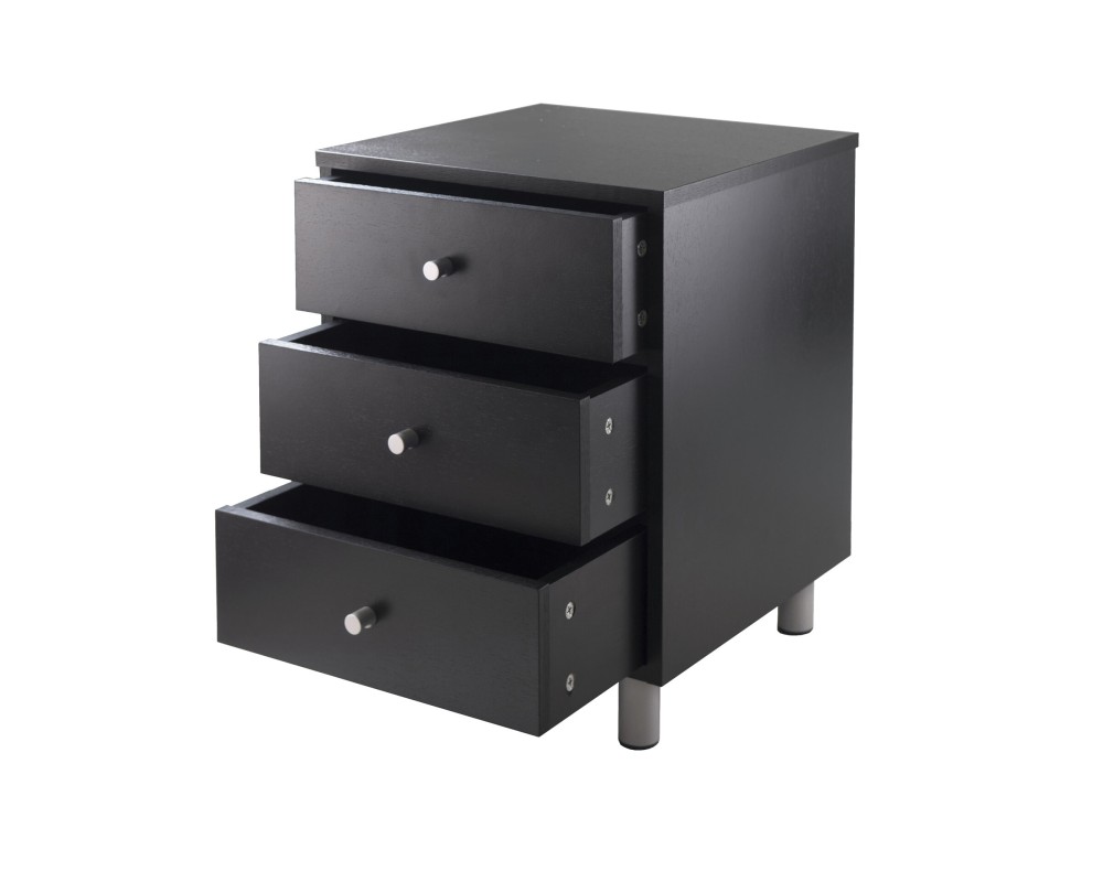 Daniel Accent Table with Drawers, 16 Wide, 22 High, Black