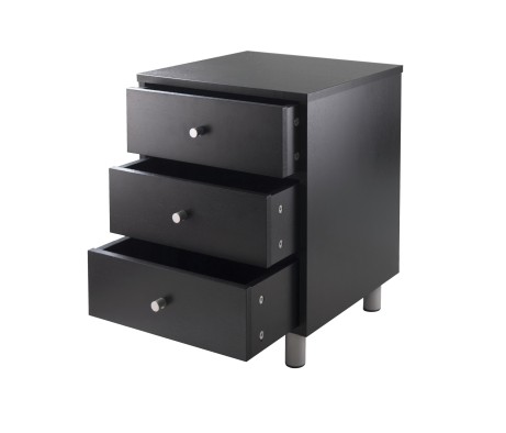 Daniel Accent Table with Drawers, 16 Wide, 22 High, Black